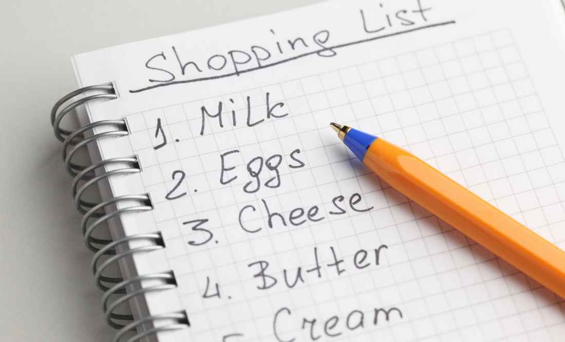 Save money by writing a Shopping List and sticking to it